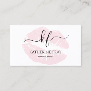 Elegant handwritten script calligraphy pink lips business card