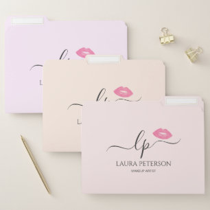 Elegant handwritten script calligraphy pink lips file folder