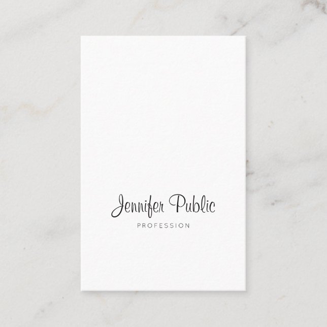 Elegant Handwritten Script Clean Plain Modern Luxe Business Card (Front)