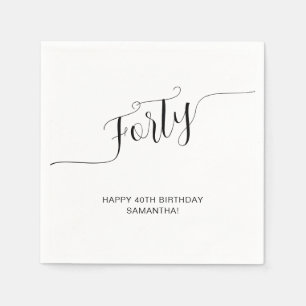 Elegant Handwritten Script Forty 40th Birthday Napkins