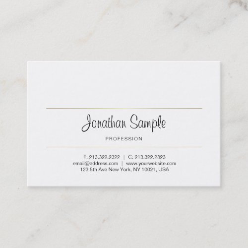 Elegant Handwritten Script Gold Luxury Plain Business Card