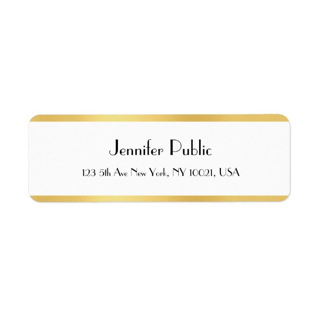 Elegant Handwritten Script Gold White Template Label (Front)