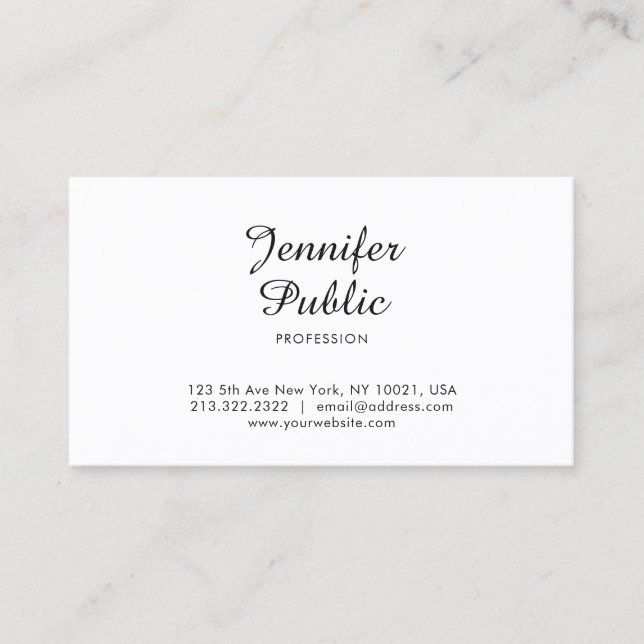 Elegant Handwritten Script Minimalist Design Plain Business Card (Front)