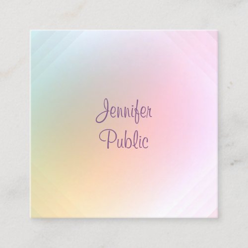 Elegant Handwritten Script Modern Colorful Square Business Card