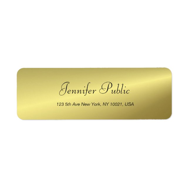Elegant Handwritten Script Modern Gold Template Label (Front)