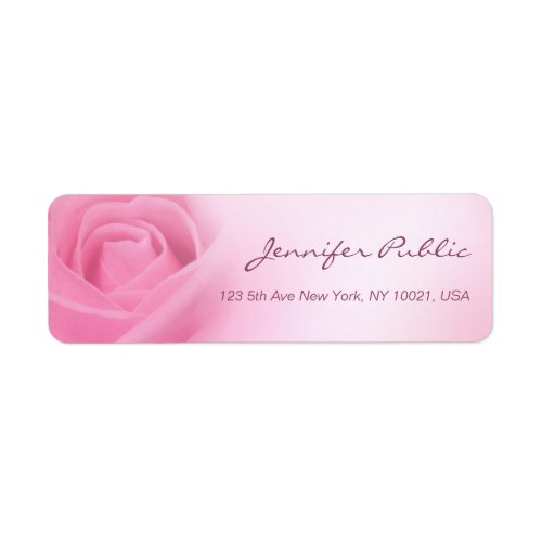 Elegant Handwritten Script Modern Pink Rose Label