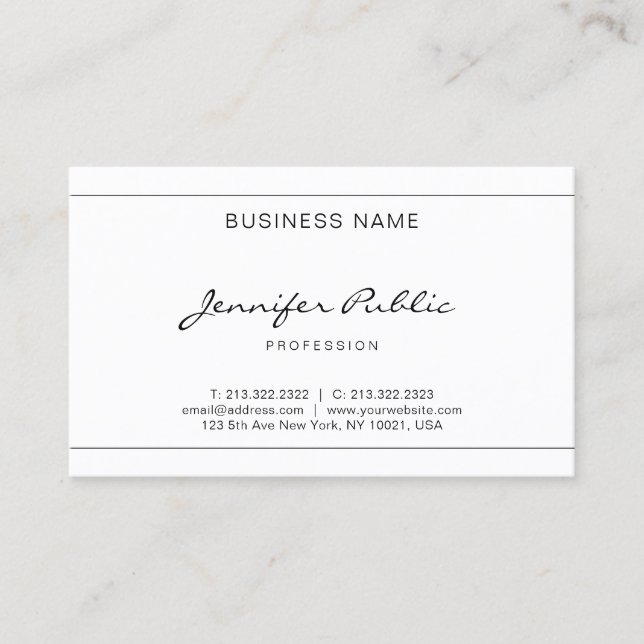 Elegant Handwritten Script Modern Simple Design Business Card (Front)