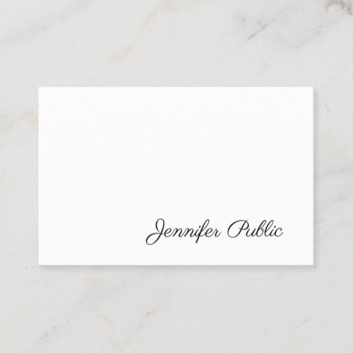 Elegant Handwritten Script Modern Sleek Plain Business Card
