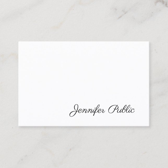 Elegant Handwritten Script Modern Sleek Plain Business Card (Front)