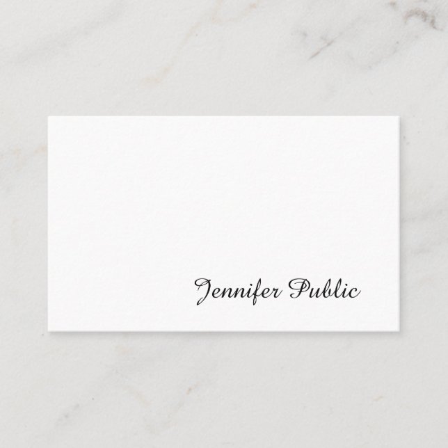 Elegant Handwritten Script Modern Smart Plain Business Card (Front)
