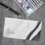 Elegant Handwritten Script Name Black White Marble Checkbook Cover<br><div class="desc">Elegant Modern Handwritten Script Name Black White Marble Checkbook Cover</div>