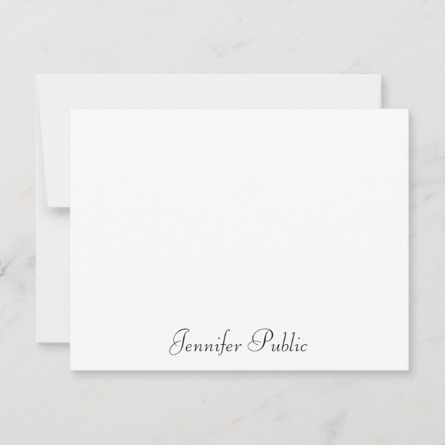 Elegant Handwritten Script Name Text Minimalistic Note Card (Front)