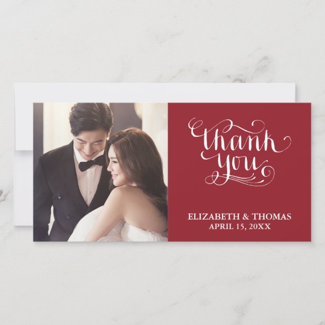 ELEGANT HANDWRITTEN SCRIPT PHOTO THANK YOU CARD (Front)