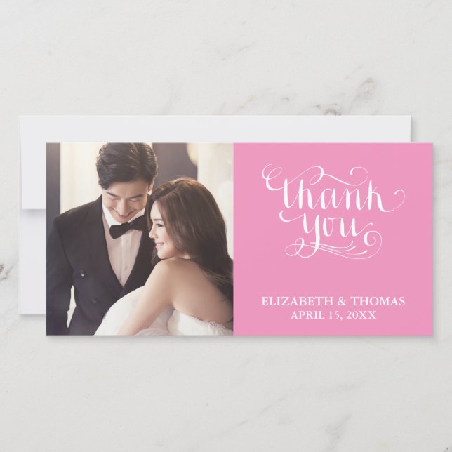 ELEGANT HANDWRITTEN SCRIPT PHOTO THANK YOU CARD (Front)
