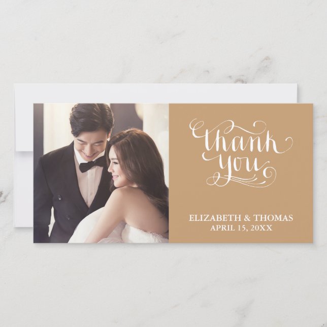 ELEGANT HANDWRITTEN SCRIPT PHOTO THANK YOU CARD (Front)
