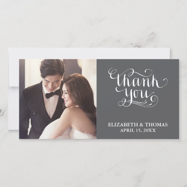 ELEGANT HANDWRITTEN SCRIPT PHOTO THANK YOU CARD (Front)