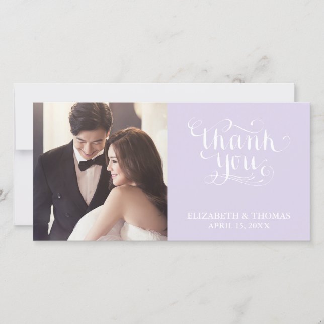 ELEGANT HANDWRITTEN SCRIPT PHOTO THANK YOU CARD (Front)
