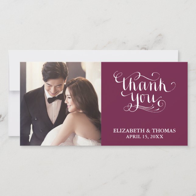 ELEGANT HANDWRITTEN SCRIPT PHOTO THANK YOU CARD (Front)