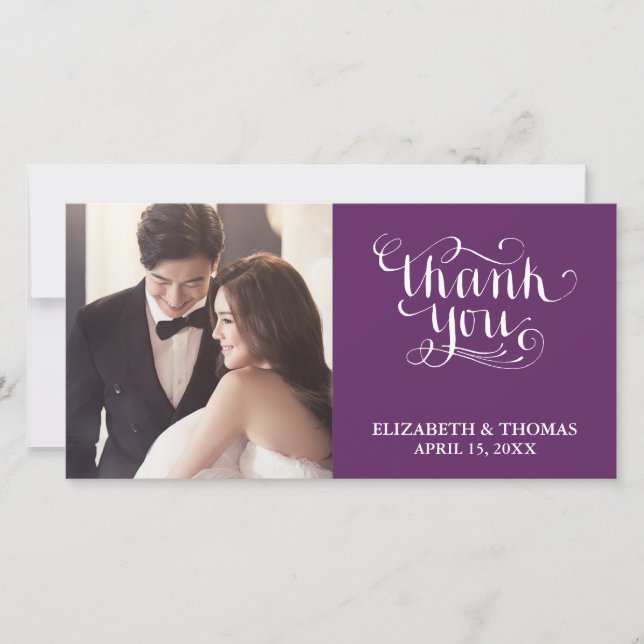 ELEGANT HANDWRITTEN SCRIPT PHOTO THANK YOU CARD (Front)