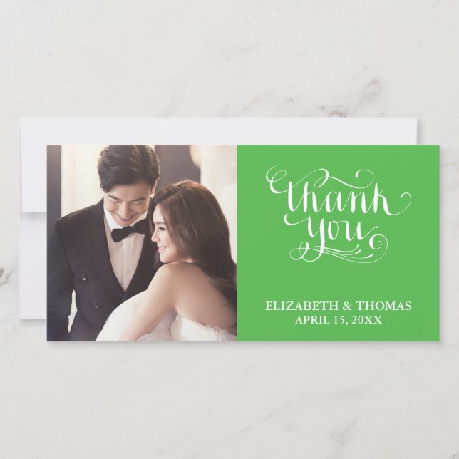 ELEGANT HANDWRITTEN SCRIPT PHOTO THANK YOU CARD (Front)