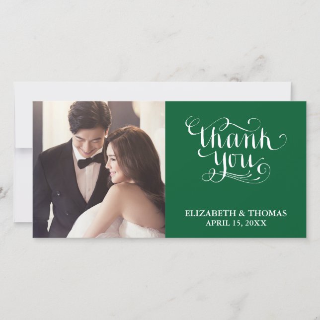 ELEGANT HANDWRITTEN SCRIPT PHOTO THANK YOU CARD (Front)