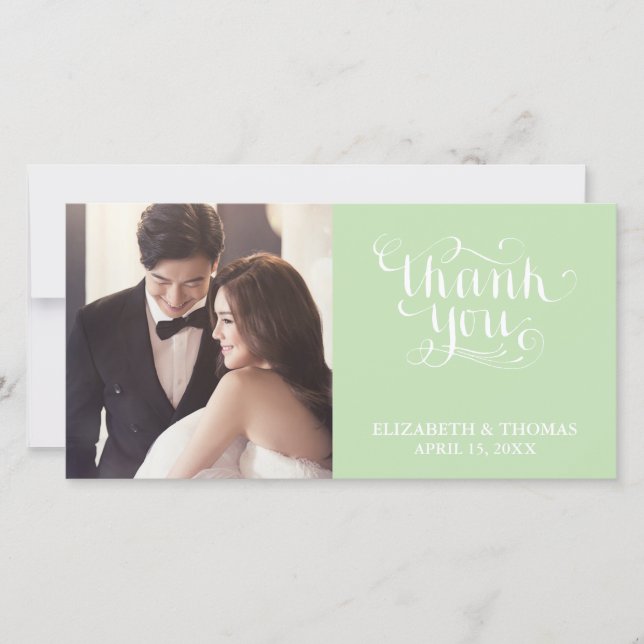 ELEGANT HANDWRITTEN SCRIPT PHOTO THANK YOU CARD (Front)