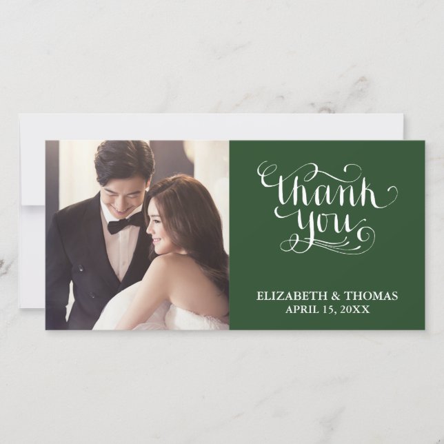 ELEGANT HANDWRITTEN SCRIPT PHOTO THANK YOU CARD (Front)