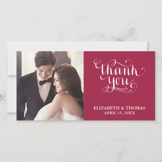 ELEGANT HANDWRITTEN SCRIPT PHOTO THANK YOU CARD (Front)