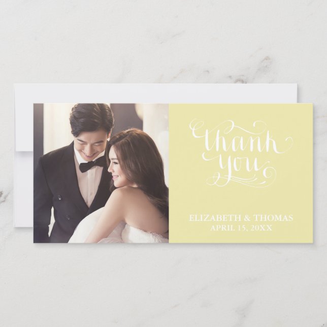 ELEGANT HANDWRITTEN SCRIPT PHOTO THANK YOU CARD (Front)