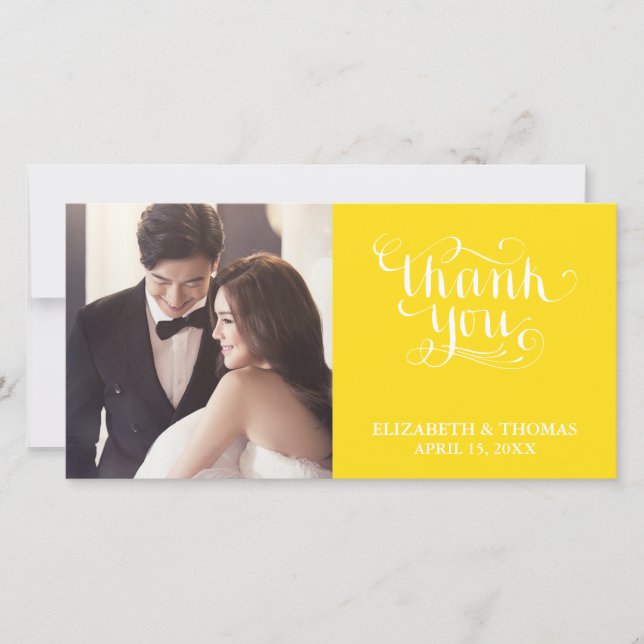 ELEGANT HANDWRITTEN SCRIPT PHOTO THANK YOU CARD (Front)