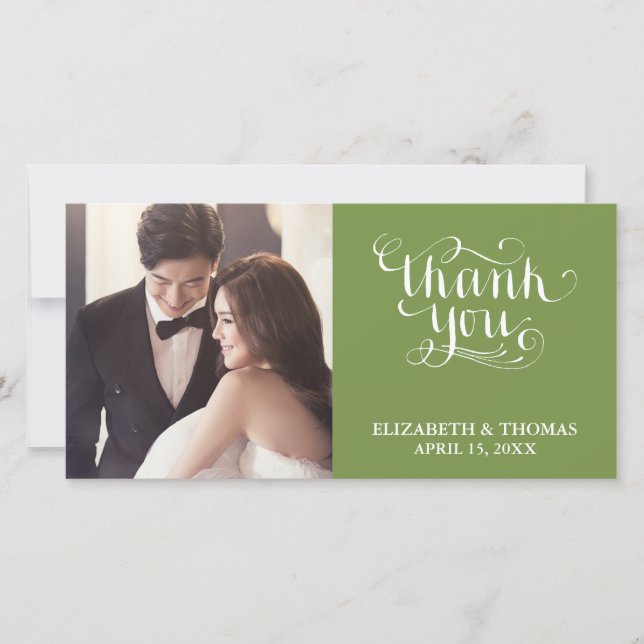 ELEGANT HANDWRITTEN SCRIPT PHOTO THANK YOU CARD (Front)