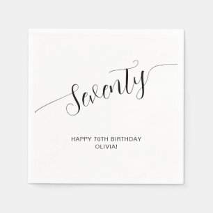Elegant Handwritten Script Seventy 70th Birthday Napkins