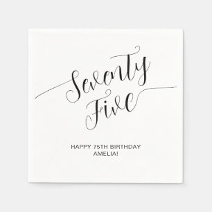 Elegant Handwritten Script Seventy Five Birthday Napkins