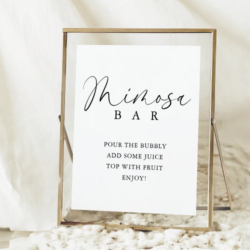 Elegant Handwritten Script Shower Mimosa Bar Poster