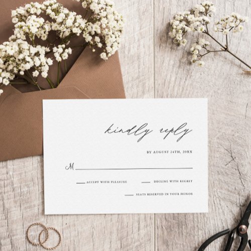 Elegant Handwritten Script Simple Modern Wedding RSVP Card