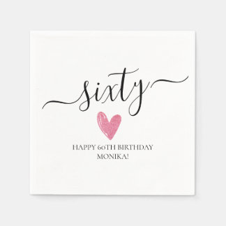 Elegant Handwritten Script Sixty 60th Birthday Napkins