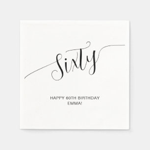 Elegant Handwritten Script Sixty 60th Birthday Napkins