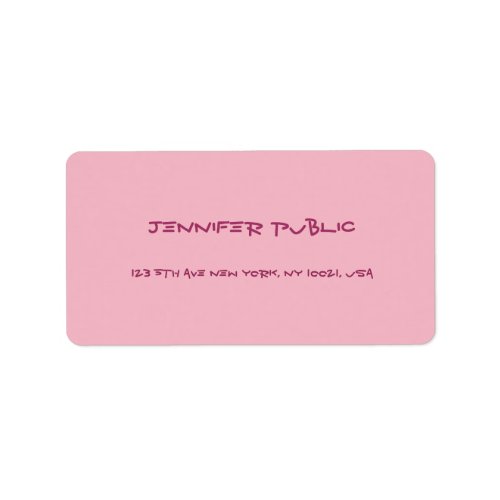 Elegant Handwritten Script Text Pink Modern Plain Label