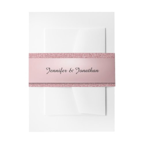 Elegant Handwritten Script Text Rose Gold Modern Invitation Belly Band