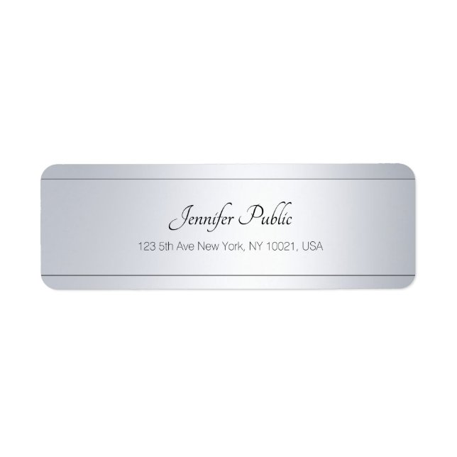Elegant Handwritten Script Text Silver Template Label (Front)