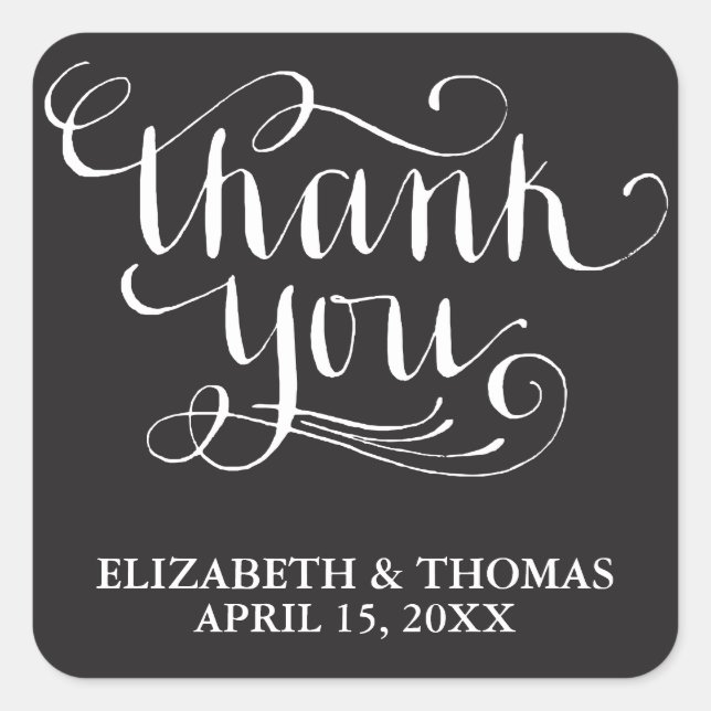 ELEGANT HANDWRITTEN SCRIPT THANK YOU STICKERS (Front)