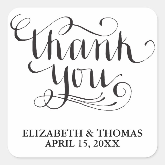 ELEGANT HANDWRITTEN SCRIPT THANK YOU STICKERS (Front)