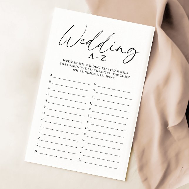 Elegant Handwritten Script Wedding A-Z Game (Creator Uploaded)