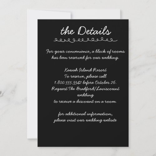 Elegant Handwritten Script Wedding Details Card