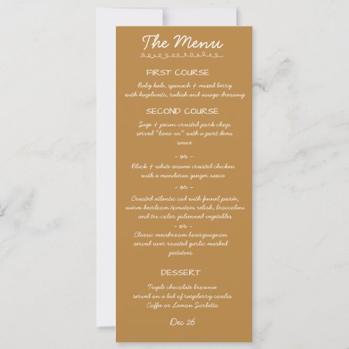 Elegant Handwritten Script Wedding Menu Card