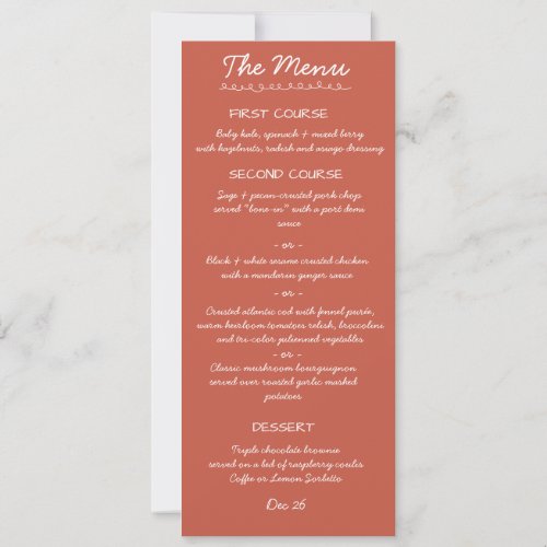 Elegant Handwritten Script Wedding Menu Card