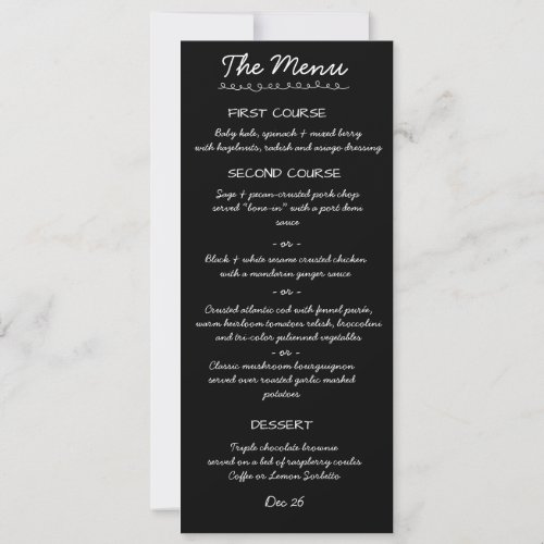 Elegant Handwritten Script Wedding Menu Card