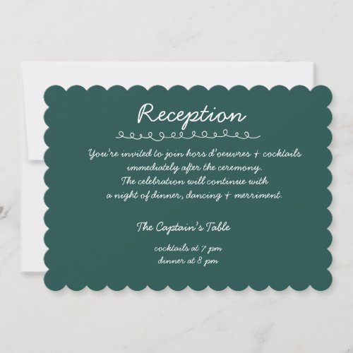 Elegant Handwritten Script Wedding Reception Card