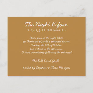 Elegant Handwritten Script Wedding Rehearsal Dinne Postcard