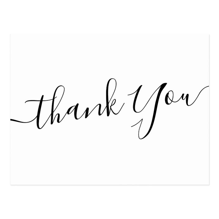 Elegant handwritten script white thank you postcard | Zazzle.com